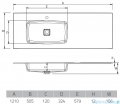 Vayer Citizen Leo K lewa 121x50cm umywalka strukturalna kolor 05 rysunek techniczny