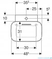 Geberit One CleanDrain Umywalka prostokątna z otworem na baterię 50x42,5cm KeraTect 505.051.00.1