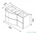 rysunek techniczny Oristo Opal szafka z umywalką lewa 90x50x44cm biały połysk OR30-SD4S-90-1-L/UME-OP-90-92-L