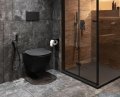 Deante Peonia Zero podtynkowy zestaw WC z miską + deską wolnoopadającą + przycisk czarny mat CDENNZPW