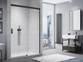 SanSwiss Cadura Black Line drzwi przesuwne 100cm jednoskrzydłowe prawe z polem stałym profile czarny mat CAS2D1000607
