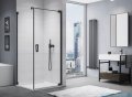 SanSwiss Cadura Black Line drzwi wahadłowe 90cm jednoczęściowe prawe z profilem przyściennym czarny mat CA1CD0900607