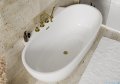 ScandiBath Mandal wanna wolnostojąca/przyścienna z korkiem i przelewem ZŁOTYM  170x85cm  Q360S-1701OEMGL