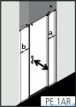 Kermi Pega drzwi wahadłowe 1-skrzydłowe z dwoma polami stałymi 150 cm prawe przejrzyste PE1AR15020VPK