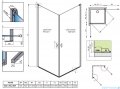 Radaway Nes Black KDD I kabina 90x90 przejrzyste rysunek techniczny
