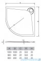 Vayer Bumerang 90x90cm Brodzik półokrągły z konglomeratu marmurowego rysunek techniczny