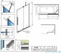 Radaway Furo Black PND II parawan nawannowy 150cm prawy szkło przejrzyste 10109788-54-01R/10112744-01-01
