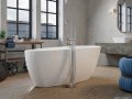 Besco Goya A-Line Glam Srebrna 160x73cm wanna wolnostojąca akrylowa + syfon klik-klak złoty #WA-160-GSZ
