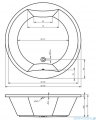 Riho Limited Carmen wanna okrągła 180cm z hydromasażem Thermae Line + zagłówki czarne B038004005