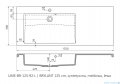 rysunek techniczny Oristo Brylant umywalka meblowa konglomeratowa lewa 125x50cm UME-BR-125-92-L