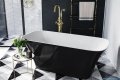 Besco Assos S-Line 160x70cm wanna biało-czarna wolnostojąca + syfon klik-klak chrom czyszczony od góry #WMD-160-ABC