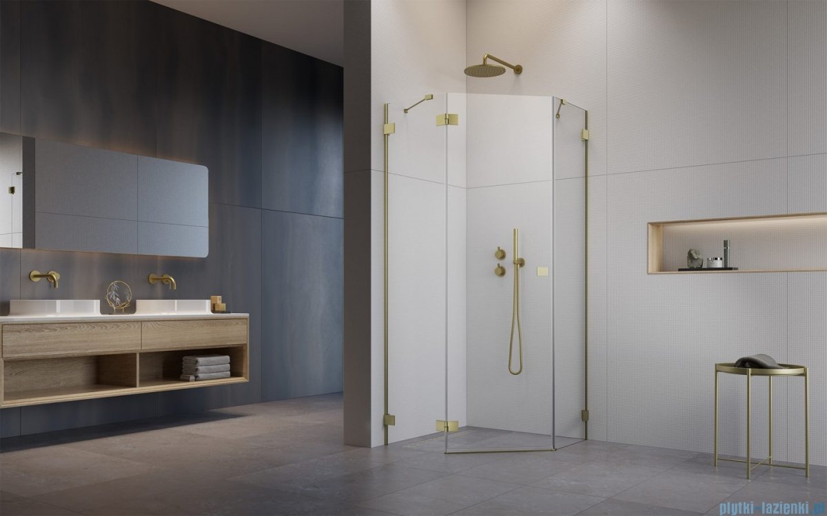 Al Pascià Curvy エステート Radaway Essenza Pro Brushed Gold Ptj kabina pięciokątna