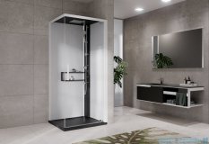 Novellini Glax 2 2.0 kabina z hydromasażem 80x80 prawa czarna G22GF80DT1-1HU