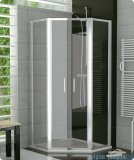 SanSwiss Top-Line Pięciokątna kabina prysznicowa TOP52 z drzwiami otwieranymi 100x100cm Pas satynowy poziomy/biały TOP5270800451