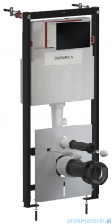 Omnires Eco Flush Set Strongframe stelaż podtynkowy do WC z eco spłukiwaniem + STEEL-R45 przycisk spłukujący czarny półmat  ze stali nierdzewnej STFWCECO1R45-RBL