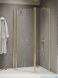 New Trendy New Soleo Light Gold 100x80x195 cm kabina pięciokątna drzwi podwójne wspornik skośny złoty połysk/szkło przejrzyste K-1669