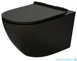 Massi Decos matt black Rimless miska wisząca+deska wolnoopadająca z zawiasem metalowym czarna MSM-3673RIMSLIM-MB