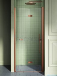 New Trendy New Soleo Copper Brushed drzwi wnękowe bifold 100x195 cm prawe miedź szczotkowana/szkło przejrzyste D-0506A