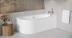 Besco Avita 180x80cm wanna asymetryczna prawa + obudowa BIAŁA RYFLOWANA  + syfon #WAV-180-NP/OAV-180-NSR/19975