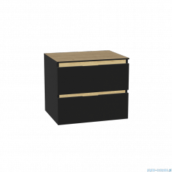 Excellent Tuto 2.0 szafka wisząca front gładki niski czarny 60x50x46,5 cm blat dąb Hikora MLEX.2172.K.60.01BL.BKBK