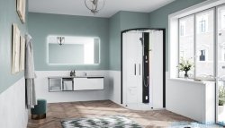Novellini Glax 1 2.0 kabina z sauna parową 100x100 czarna G21R100M5-1HH