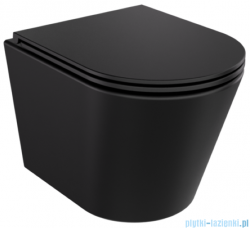 Besco Laax Matt Black miska WC wisząca + deska wolnoopadająca Laax Black czarny matt #ZLA-C-DLC
