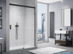 SanSwiss Cadura Black Line drzwi przesuwne 120cm jednoskrzydłowe prawe z polem stałym profile czarny mat CAS2D1200607