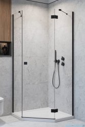 Radaway Essenza Black Ptj kabina pięciokątna 80x80cm prawa szkło przejrzyste 1385010-54-01R/1385049-01-01