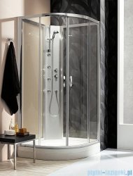 Radaway Quattra Kabina półokrągła 925×925 szkło przejrzyste + brodzik + panel 33003-01-01N,33103-01-01N