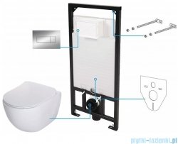 Deante Peonia Zero podtynkowy zestaw WC z miską + deską wolnoopadającą + przycisk chrom CDES6ZPW