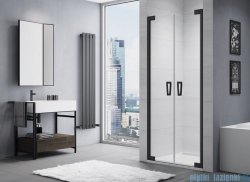 SanSwiss Cadura Black Line drzwi wahadłowe 140cm dwuczęściowe profile czarny mat CA2C1400607