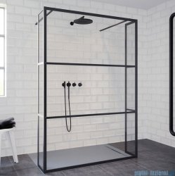 Riho Grid GB404 kabina prysznicowa Walk In 100cm czarna G004032121