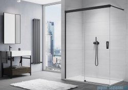 SanSwiss Cadura Black Line kabina Walk in 160cm lewa ze ścianką przesuwną profile czarny mat CAW2G1600607