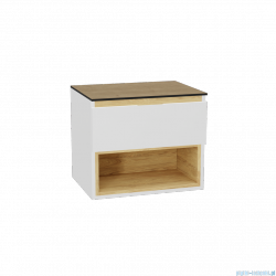 Excellent Tuto 2.0 szafka wisząca front gładki niski biały połysk 60x50x46,5 cm blat dąb Hikora MLEX.2171.K.60.01BL.WHWH
