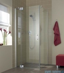 Kermi Filia Xp Drzwi wahadłowe z polem stałym, lewe, szkło przezroczyste KermiClean, profile srebrne 130x200cm FX1WL13020VPK