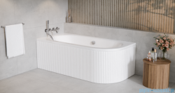 Besco Avita 180x80cm wanna asymetryczna lewa + obudowa BIAŁA RYFLOWANA + syfon #WAV-180-NL/OAV-180-NSR/19975
