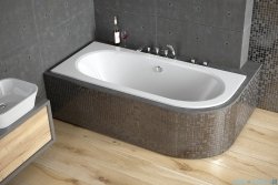 Besco Avita Slim 180x80cm wanna asymetryczna lewa + czarny syfon #WAV-180-NLS/19977