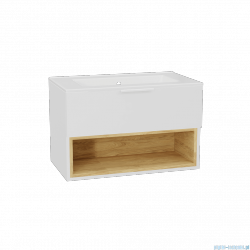 Excellent Tuto 2.0 szafka wisząca z umywalką AS front gładki wysoki 80x50x46,5 cm biała MLEX.2171.K.80.0236.WHWH