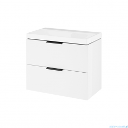 Excellent Blanko szafka 64 cm, biały połysk z umywalką bez otworu na baterię, uchwyt czarny mat MLEX.6327.K.640.WHBL