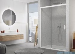 SanSwiss Cadura White Line drzwi przesuwne 170cm jednoskrzydłowe lewe z polem stałym profile biały mat CAS2G1700907