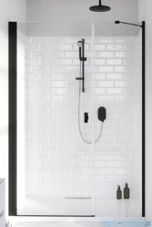 Radaway Nes 8 Black Dws I drzwi wnękowe 130cm W2 lewe czarny mat szkło przejrzyste 10078120-54-01L+10078112-01-01