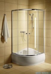 Radaway Classic A Kabina prysznicowa półokrągła z drzwiami przesuwnymi 90x90x170 szkło fabric profile białe 30001-04-06