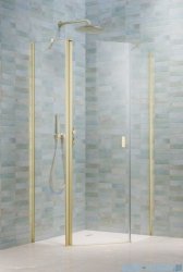 Radaway Nes Brushed Light Gold Ptj kabina pięciokątna 80x80cm lewa szczotkowane jasne złoto 10052000-98-01L/10052500-98-01