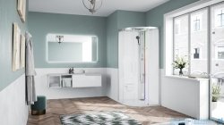 Novellini Glax 1 2.0 kabina z sauną parową 100x100 srebrna  G21R109M5-1BB