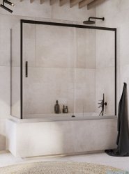 Radaway Idea Black Pn Dwj+S parawan nawannowy 160x80cm prawy czarny mat/szkło przejrzyste 10042160-54-01R/10005080-54-01L