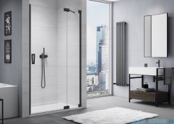 SanSwiss Cadura Black Line drzwi wahadłowe 90cm jednoczęściowe prawe z polem stałym czarny mat CA13D0900607
