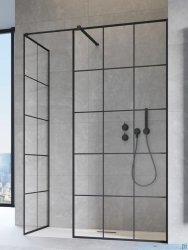 Radaway Modo New Black III kabina Walk-in 140x80x200 Factory czarny mat/szkło przejrzyste 389144-54-55/389084-54-55/389000-54