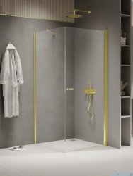 New Trendy New Soleo Light Gold 70x120x195 cm kabina wspornik skośny złoty połysk/szkło przejrzyste K-1832