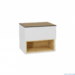 Excellent Tuto 2.0 szafka wisząca front ryflowany biały połysk 60x50x46,5 cm blat dąb Hikora MLEX.2171.K.60.03BL.WHWH