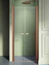 New Trendy New Soleo Copper Brushed 130x195 cm drzwi wnękowe dwuskrzydłowe miedź szczotkowana/szkło przejrzyste D-0548A